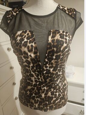 Y2K 2000’s Guess leopard print sheer top size small